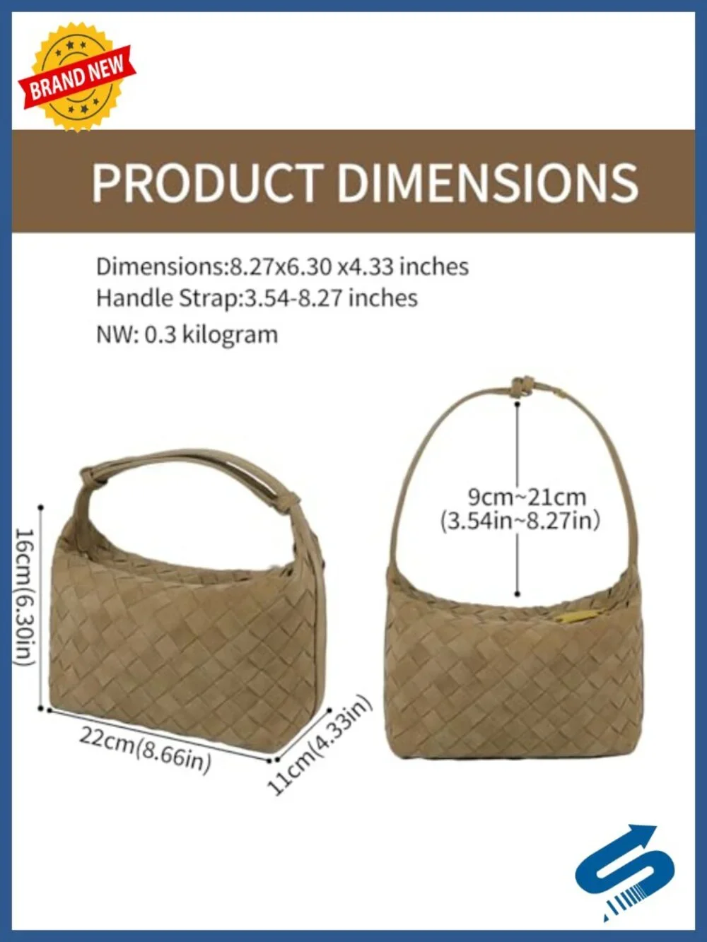 Faux Suede Woven Hobo Handbag Women's Small Shoulder Purse Adjustable Strap